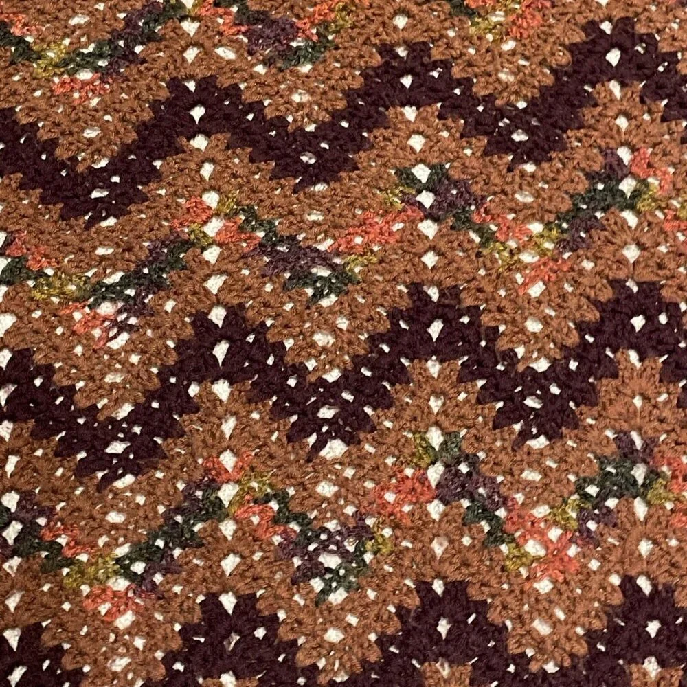 Vintage Handmade Crochet Afghan Throw 51x48